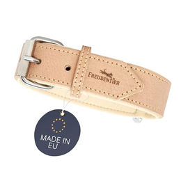 Freudentier Hundehalsband aus Leder weich gepolstert Sand Beige 37/47 cm - 1 Stk. – Bild 1 von 3
