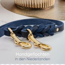 FREUDENTIER Hundeleine aus handgeflochtenem Leder AlsterTwist Kollektion Royal Blue 2m - 2 m – Bild 1 von 4