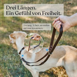 FREUDENTIER Hundeleine aus Leder Alsterufer Kollektion Chocolate 2m Braun 20mm breit - 2 m – Bild 1 von 6