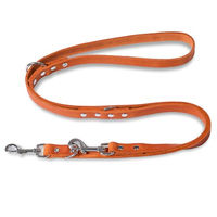 Produktbild von FREUDENTIER Hundeleine aus LWG-zertifiziertem Fettleder Alsterufer Kollektion Sunset Orange 2m - 2 m