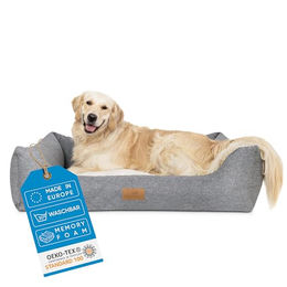 FREUDENTIER Orthopädisches Hundebett mit Memory Foam und edler Steppung Grau Größe M Oeko-Tex Standard 100 Zertifiziert – Bild 1 von 4