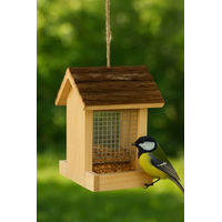 Produktbild von Friso Natur Vogelfutterhaus Flamingo aus Kiefernholz und Plexiglas mit abnehmbarem Dach 23,5 cm