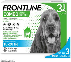 Produktbild von Frontline Combo Spot-on für Hunde gegen Flöhe und Zecken für mittlere Rassen 10 - 20 kg 3 x 1,34 ml