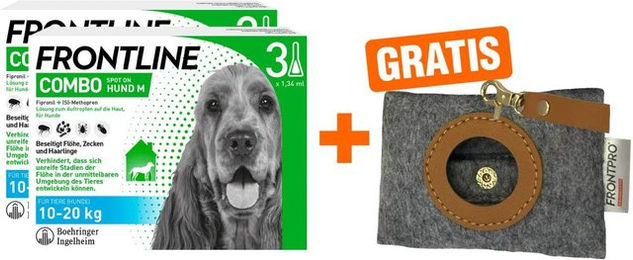 Frontline Combo Spot On Hund 10-20 kg 2 x 3 Pipetten inklusive Hundekotbeutelspender – Bild 1 von 1