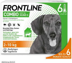 Produktbild von Frontline Combo Spot-on Hund S (2 - 10 kg) gegen Flöhe und Zecken - 6 Pipetten x 0,67 ml