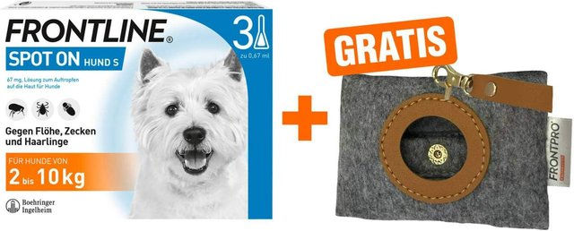 Frontline Spot On Floh- und Zeckenschutz für Hunde 2-10 kg 3 Pipetten mit Hundekotbeutelspender – Bild 1 von 1