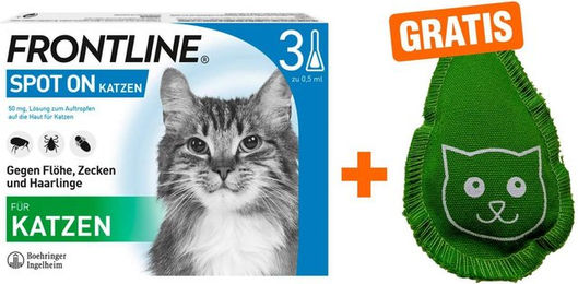 Frontline Spot on Floh- und Zeckenschutz für Katzen 3 Pipetten inklusive Frontline Baldriankissen – Bild 1 von 1