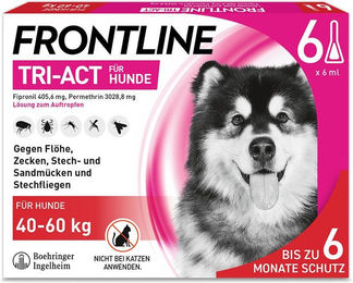Frontline TRI-ACT Spot-On für Hunde 40-60kg gegen Zecken, Flöhe und fliegende Insekten 6x6ml – Bild 1 von 4
