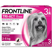 Produktbild von Frontline Tri-Act Spot-on Lösung gegen Zecken, Flöhe und fliegende Insekten für Hunde XS (2-5 kg) 3er Packung