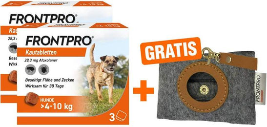 Frontpro 28,3 mg Kautabletten für Hunde 2 x 3 Stück inklusive Hundebeutelspender – Bild 1 von 1