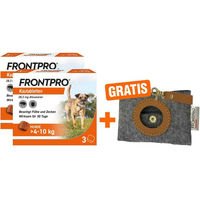 Produktbild von Frontpro 28,3 mg Kautabletten für Hunde 2 x 3 Stück inklusive Hundebeutelspender