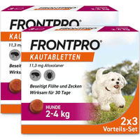 Produktbild von FRONTPRO Kautabletten für Hunde 2 bis 4 kg Doppelpack 2x3 Stück