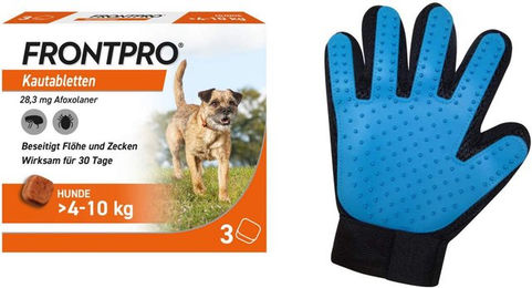 Frontpro Kautabletten für Hunde 4-10 kg 28,3 mg 3 Stück mit Fellhandschuh – Bild 1 von 1