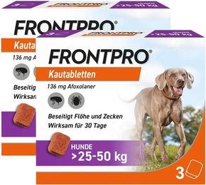 FRONTPRO Kautabletten gegen Zecken und Flöhe für große Hunde 25 bis 50 kg 2 x 3 Stück – Bild 1 von 1