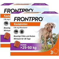 Produktbild von FRONTPRO Kautabletten gegen Zecken und Flöhe für große Hunde 25 bis 50 kg 2 x 3 Stück