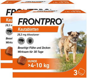FRONTPRO Kautabletten gegen Zecken und Flöhe für Hunde 4 bis 10 kg 2 x 3 Stück – Bild 1 von 1