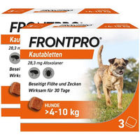 Produktbild von FRONTPRO Kautabletten gegen Zecken und Flöhe für Hunde 4 bis 10 kg 2 x 3 Stück