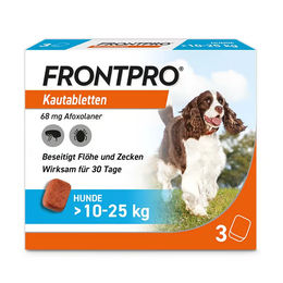 FRONTPRO Kautabletten gegen Zecken und Flöhe für Hunde ab 10-25kg 3 Stück – Bild 1 von 1