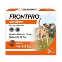 Produktbild von FRONTPRO Kautabletten gegen Zecken und Flöhe für Hunde über 4 bis 10 kg 3 Stück