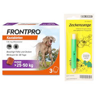 Produktbild von FRONTPRO Kautabletten von Boehringer Ingelheim zum Schutz gegen Zecken und Flöhe für große Hunde 25-50 kg
