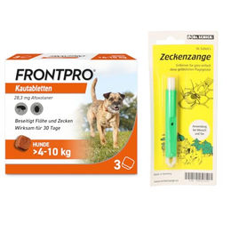 FRONTPRO Kautabletten von Boehringer Ingelheim zum Schutz gegen Zecken und Flöhe für kleine Hunde 4-10 kg – Bild 1 von 3