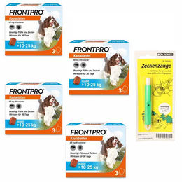 FRONTPRO Sparset für Hunde 10-25kg inklusive Zeckenzange – Bild 1 von 1