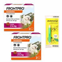 Produktbild von FRONTPRO Sparset mit Zeckenzange für Hunde 2-4 kg