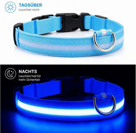 FroShop LED Hundehalsband USB aufladbar aus Nylon mit reflektierenden Eigenschaften für Hunde in den Größen S/M/L/XL – Bild 1 von 1