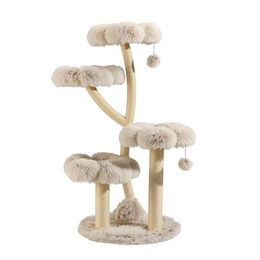 Fudajo Designer Kratzbaum für Katzen aus Plüsch und Sisal mit Spielbällen 59 x 59 x 123 cm – Bild 1 von 2