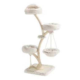 Fudajo Designer Kratzbaum mit Hängeliege und 3 Etagen aus Sisal und Plüsch für Katzen bis 15 kg 59 x 59 x 169 cm – Bild 1 von 1