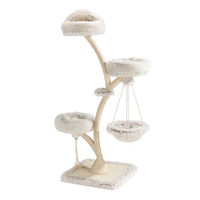 Produktbild von Fudajo Designer Kratzbaum mit Hängeliege und 3 Etagen aus Sisal und Plüsch für Katzen bis 15 kg 59 x 59 x 169 cm
