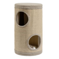 Produktbild von Fudajo Forest Kratztonne für Katzen in Gelb-Beige mit Kissen und 2 Eingängen Höhe 61 cm Durchmesser 35 cm