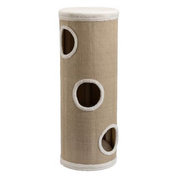 Fudajo Forest Kratztonne für Katzen in Gelb-Creme mit Kissen und 3 Eingängen Höhe 106 cm Durchmesser 40 cm – Bild 1 von 4