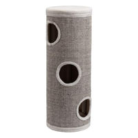 Produktbild von Fudajo Forest Kratztonne für Katzen in Mehrfarbig-Creme mit Kissen und 3 Eingängen Höhe 106 cm Durchmesser 40 cm