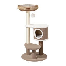 Fudajo Forest Lodge Kratzbaum beige 117 cm mit Katzenhaus Katzenbett und Massageelement – Bild 1 von 1