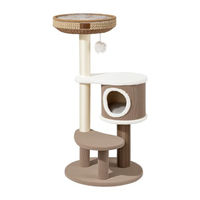 Produktbild von Fudajo Forest Lodge Kratzbaum beige 117 cm mit Katzenhaus Katzenbett und Massageelement