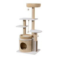 Produktbild von Fudajo Forest Oak Kratzbaum beige 138 cm mit Katzenhaus, Katzenbetten und Massageelement für Katzen