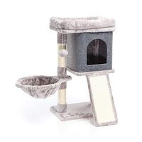 Produktbild von Fudajo Katzenkratzbaum Grau mit Haus, Liegemulde und Aussichtsplattform 71,5 cm hoch