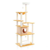 Produktbild von Fudajo Katzenkratzbaum Weiß/Braun 164 cm mit Katzenhaus Liegemulde und Spielbällen aus Sisal und Plüsch