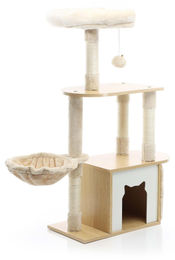 Fudajo Kratzbaum aus Holz und Plüsch mit Haus und Lounge-Set Beige 106 cm – Bild 1 von 1