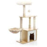 Produktbild von Fudajo Kratzbaum aus Holz und Plüsch mit Haus und Lounge-Set Beige 106 cm