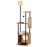 Produktbild von Fudajo Kratzbaum aus Metall und Holz mit Sisal und Kratzbrett für Katzen 48 x 48 x 168 cm