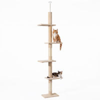 Produktbild von Fudajo Kratzbaum für Katzen deckenhoch höhenverstellbar 230–276 cm Beige mit Sisal