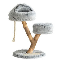 Produktbild von Fudajo Kratzbaum Zweigdesign mit Katzenhöhle aus Holz und Plüsch, 80 cm, Grau