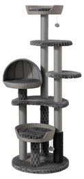 Fudajo Urban Loft Kratzbaum für Katzen Grau 160 cm mit Massageelement und Papierseil-Kratzstämmen – Bild 1 von 3