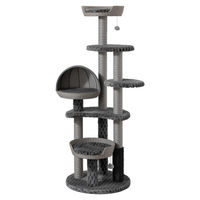 Produktbild von Fudajo Urban Loft Kratzbaum für Katzen Grau 160 cm mit Massageelement und Papierseil-Kratzstämmen
