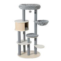 Produktbild von Fudajo Urban Studio Kratzbaum grau 163 cm mit Katzenhaus Hängeliege Katzenbett und Papierseil-Kratzstämmen