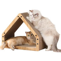 Produktbild von FUKUMARU Katzen Kratzbrett in Hausform aus Wellpappe 42 cm Beige