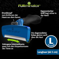 Produktbild von Furminator deShedding-Tool Hund Langhaar Größe L für große Hunde in Schwarz Blau Silber - 1 Stk.