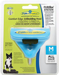 Furminator FURflex Comfort Edge Fellpflegebürste für mittelgroße Hunde in Blau mit Edelstahl-deShedding-Aufsatz Größe M – Bild 1 von 7